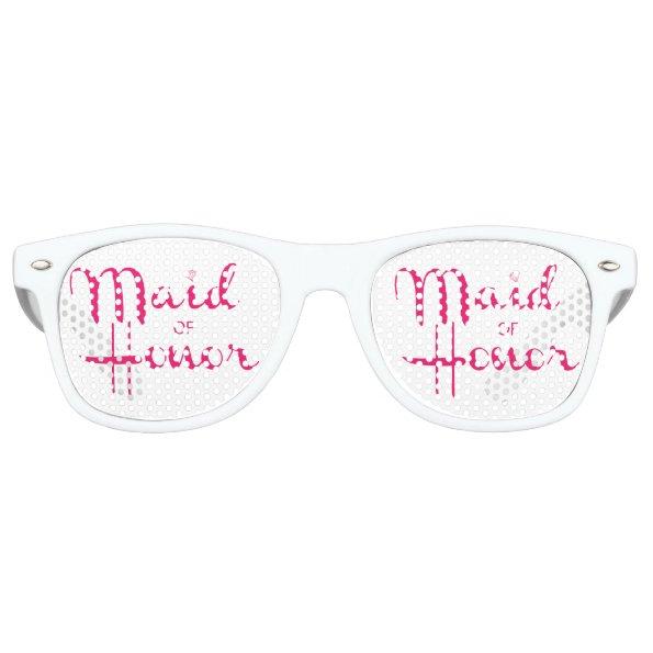 Maid of Honor Retro Script Pink Retro Sunglasses