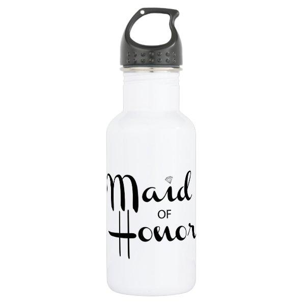 Maid of Honor Retro Script Stainless Steel Water Bottle