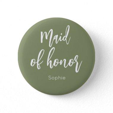 Maid of Honor Sage Green Wedding Button