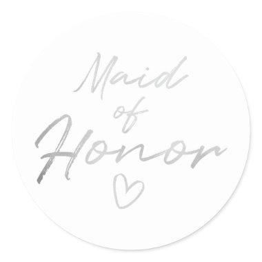 Maid of Honor - Silver faux foil sticker