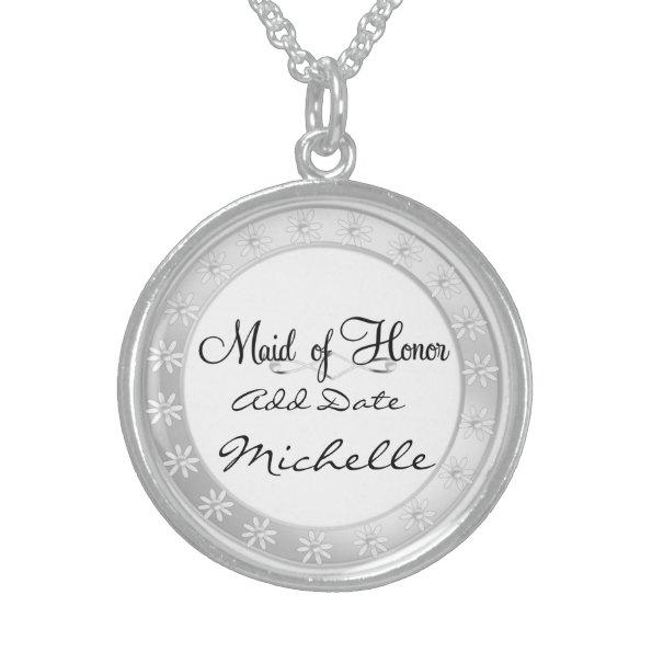 MAID of HONOR Silver Necklace For Bridal Party Gif