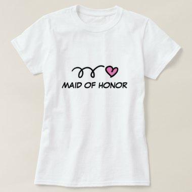 Maid of honor t shirt with pink heart