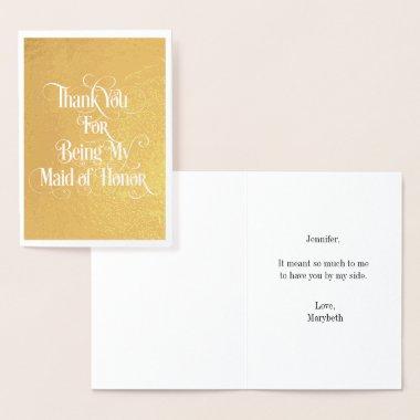 Maid Of Honor Thank You Gold Foil Invitations