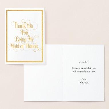 Maid Of Honor Thank You Gold Foil Invitations