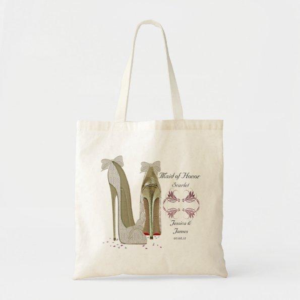 Maid of Honor Wedding Shoes Tote Gift Bag