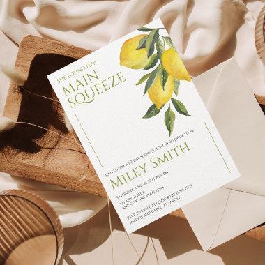 Main Squeeze Bridal Shower Citrus Lemon Greenery Invitations