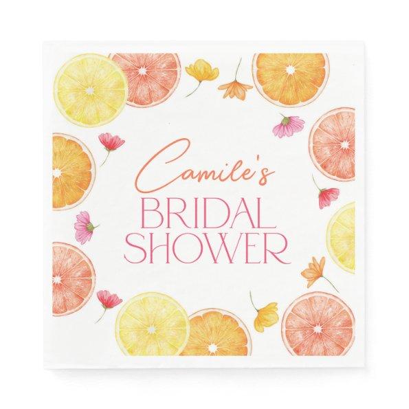 Main Squeeze Citrus Bright Flowers Bridal Shower Napkins