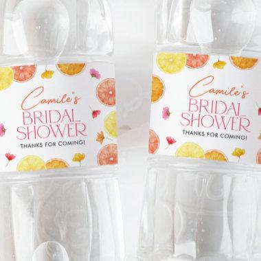 Main Squeeze Citrus Bright Flowers Bridal Shower Water Bottle Label