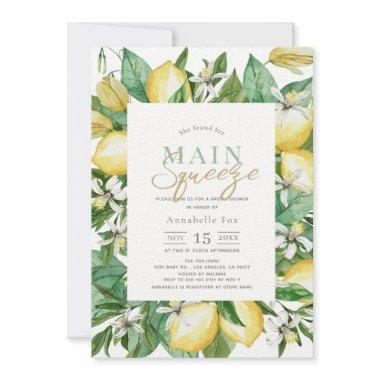 Main Squeeze Citrus Lemon Watercolor Bridal Shower Invitations