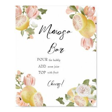 Main Squeeze | Citrus | Pink Floral Mimosa Bar Poster
