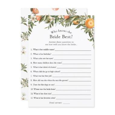 Main Squeeze Citrus Who Knows the Bride Best Game Invitations