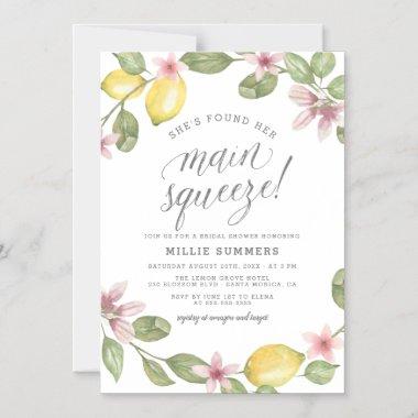 Main Squeeze Floral Lemon Wreath Bridal Shower Magnetic Invitations