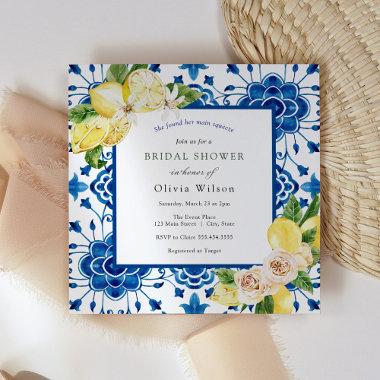 Main Squeeze Lemon and Moroccan Tile Bridal Shower Invitations