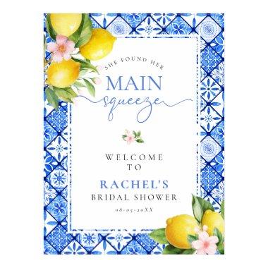 Main Squeeze Lemon Blue Tile  Welcome Poster