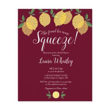 Main Squeeze Lemon Bridal Shower Budget Invite