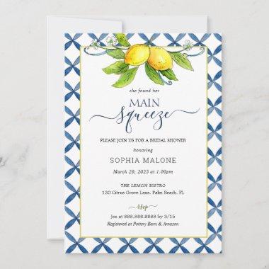 Main squeeze Lemon Bridal shower Invitations
