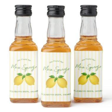 Main Squeeze Lemon Bridal Shower Liquor Bottle Label