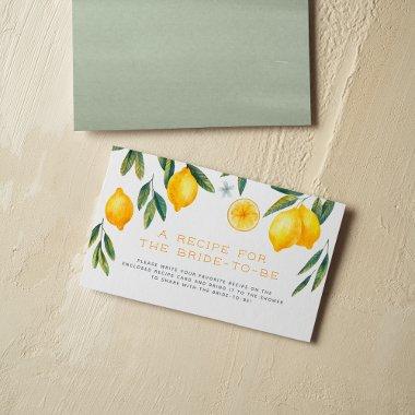 Main Squeeze Lemon Bridal Shower Recipe Enclosure Invitations