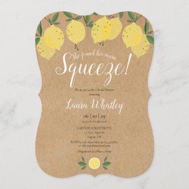 Main Squeeze Lemon Bridal Shower Rustic Invitations