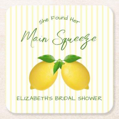 Main Squeeze Lemon  Square Paper Coaster
