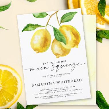Main Squeeze Lemon Citrus Bridal Shower Invitations