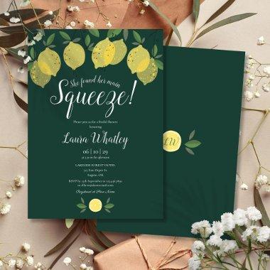 Main Squeeze Lemon Emerald Green Bridal Shower Invitations