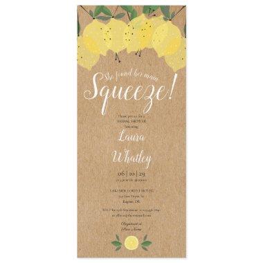 Main Squeeze Lemon Rustic Fun Bridal Shower Invitations