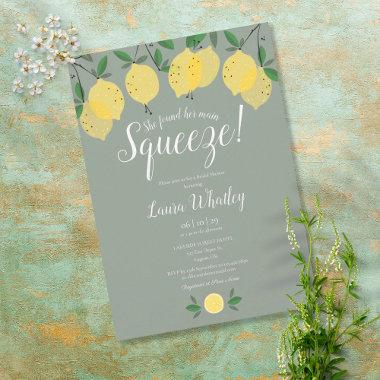Main Squeeze Lemon Sage Green Bridal Shower Invitations