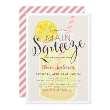 Main Squeeze Lemonade Mason Jar Bridal Shower Invitations