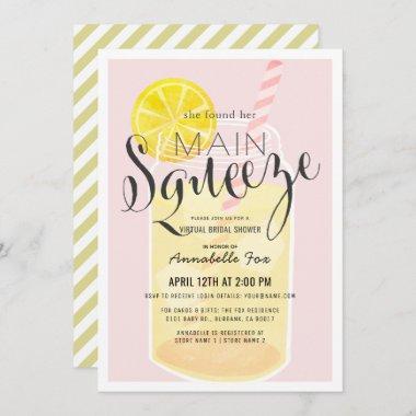 Main Squeeze Lemonade Pink Virtual Bridal Shower Invitations
