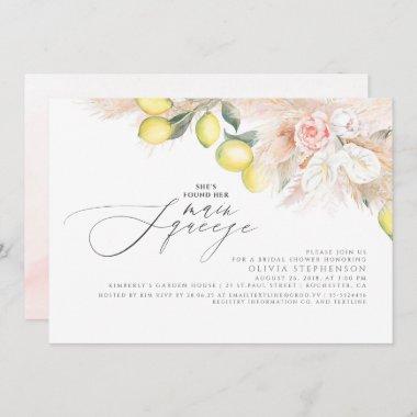 Main Squeeze Lemons and Pampas Grass Bridal Shower Invitations