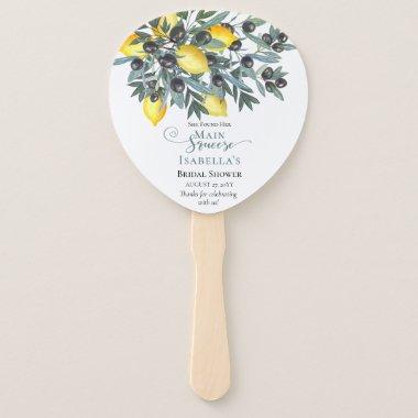 Main Squeeze Lemons | Black Olives Bridal Shower Hand Fan