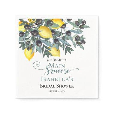 Main Squeeze Lemons | Black Olives Bridal Shower Napkins