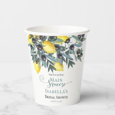 Main Squeeze Lemons | Black Olives Bridal Shower Paper Cups