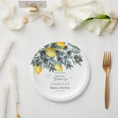 Main Squeeze Lemons | Black Olives Bridal Shower Paper Plates