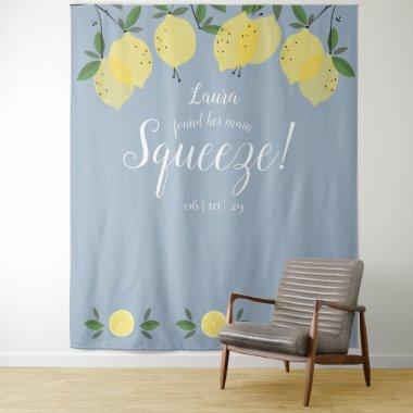 Main Squeeze Lemons Bridal Shower Blue Photo Prop Tapestry