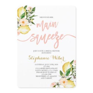 Main Squeeze Lemons Bridal Shower Invitations