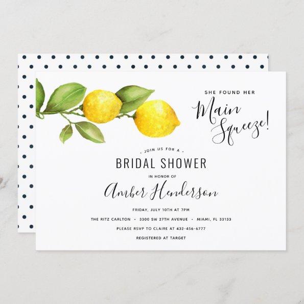 Main Squeeze Lemons Bridal Shower Invitations