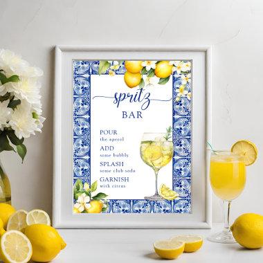 Main Squeeze Lemons Bridal Shower Spritz Bar Poster