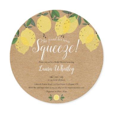 Main Squeeze Lemons Fun Rustic Bridal Shower Invitations