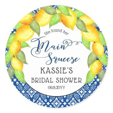 Main Squeeze Lemons Italian Bridal Shower Classic Classic Round Sticker