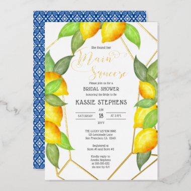 Main Squeeze Lemons Italian Bridal Shower - Gold Foil Invitations
