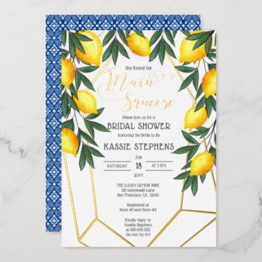 Main Squeeze Lemons Italian Bridal Shower - Gold  Foil Invitations