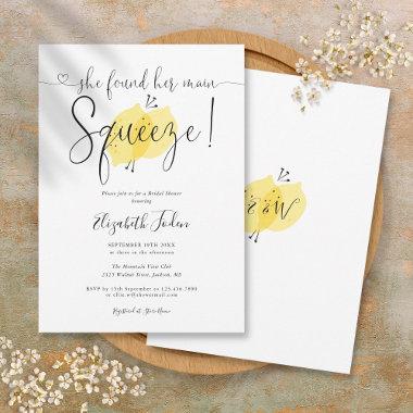 Main Squeeze Lemons Monogram Script Bridal Shower Invitations