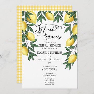 Main Squeeze Lemons Tropical Bridal Shower Invitat Invitations