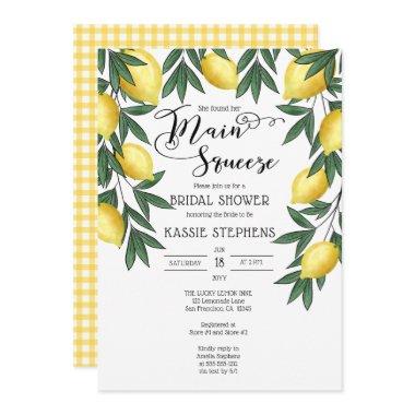 Main Squeeze Lemons Tropical Bridal Shower Invitat Invitations