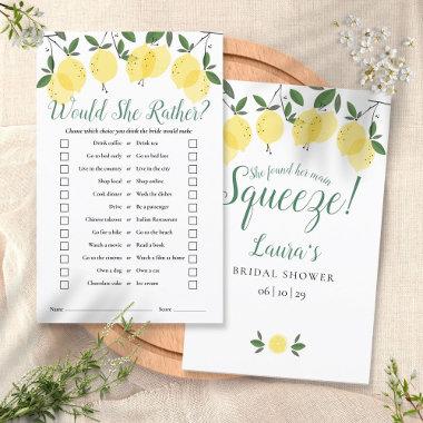 Main Squeeze Lemons Would She Bridal Shower Game