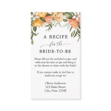 Main Squeeze Orange Bridal Recipe Request Enclosure