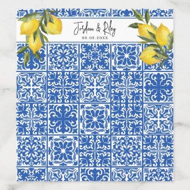 Main Squeeze Wedding or Shower Blue Tile & Lemon Envelope Liner