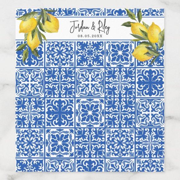 Main Squeeze Wedding or Shower Blue Tile & Lemon Envelope Liner